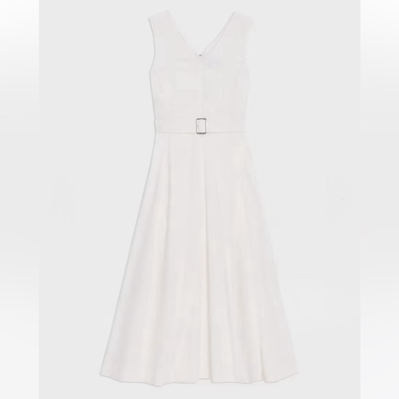 Theory V-Neck Volume Dress in Good Linen - Picture 1 of 8